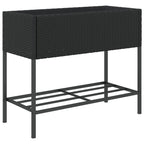 Fioriera da Giardino con Ripiano Nera in Polyrattan