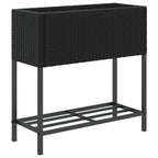 Fioriera da Giardino con Ripiano Nera in Polyrattan