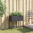 Fioriera da Giardino con Ripiano Nera in Polyrattan