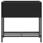 Fioriera da Giardino con Ripiano Nera in Polyrattan