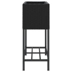 Fioriera da Giardino con Ripiano Nera in Polyrattan