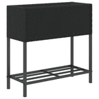 Fioriera da Giardino con Ripiano Nera in Polyrattan
