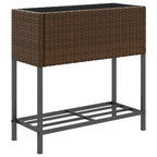 Fioriera da Giardino con Ripiano Marrone in Polyrattan