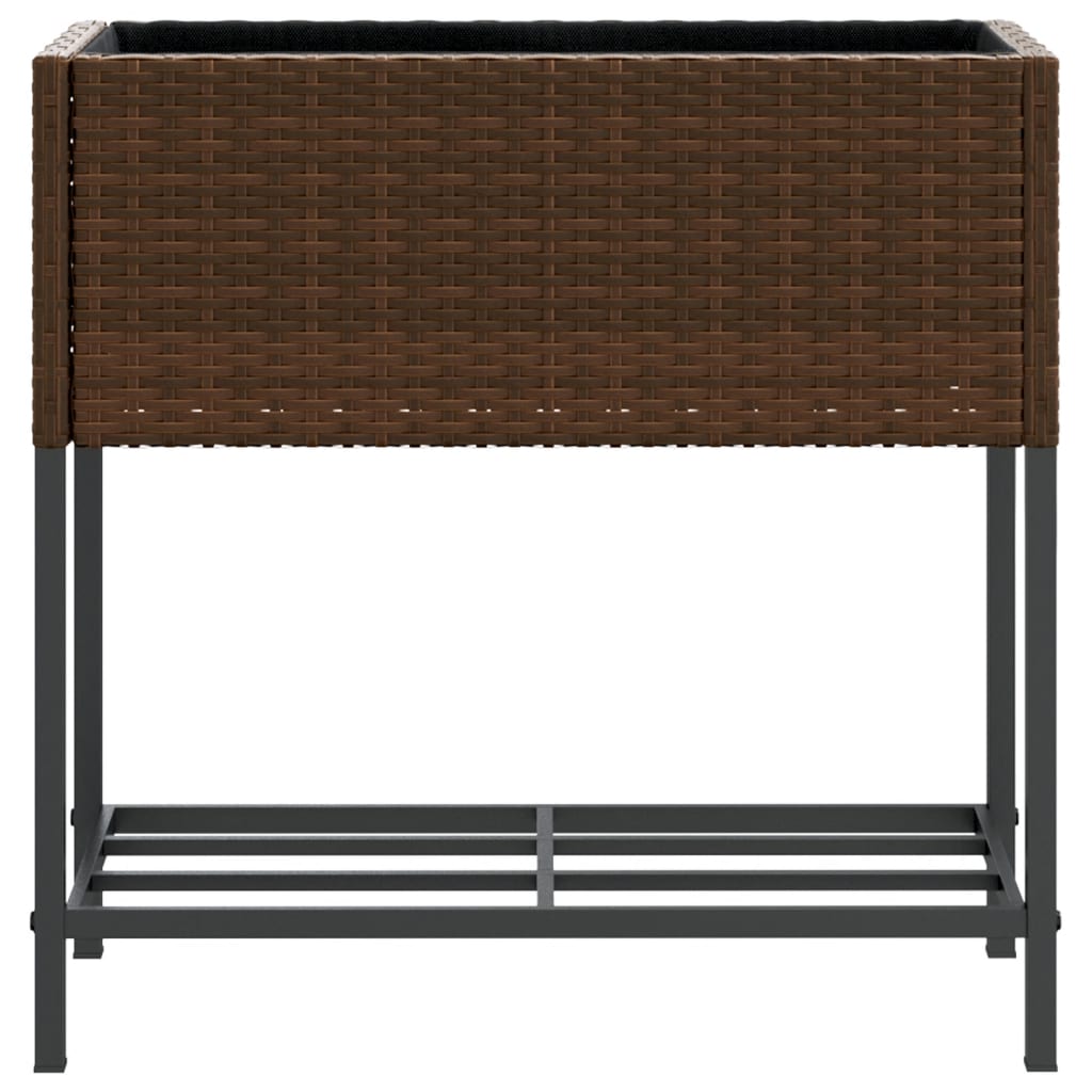 Fioriera da Giardino con Ripiano Marrone in Polyrattan