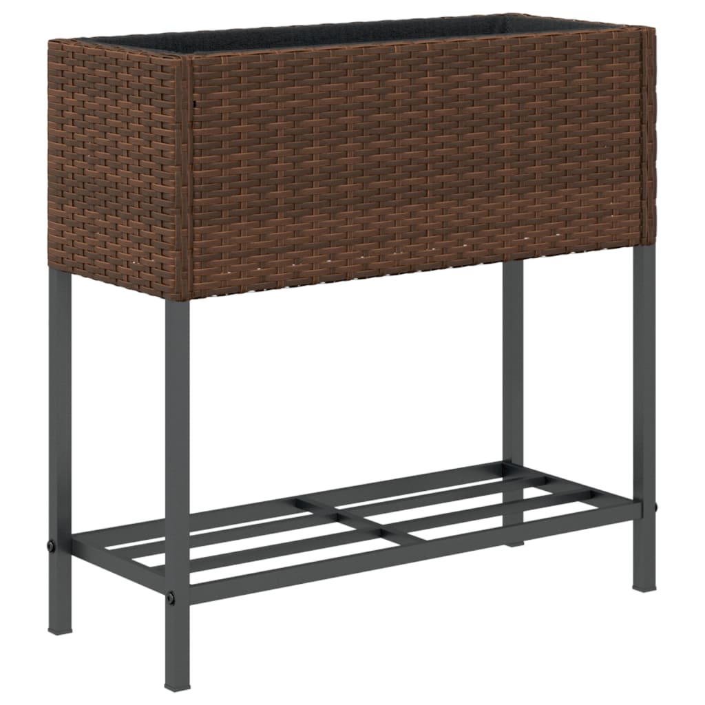 Fioriera da Giardino con Ripiano Marrone in Polyrattan