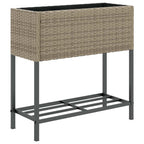 Fioriera da Giardino con Ripiano Grigia in Polyrattan