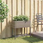 Fioriera da Giardino con Ripiano Grigia in Polyrattan