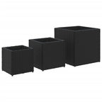Fioriere da Giardino 3 pz Nere in Polyrattan