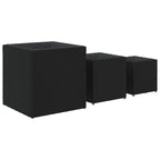 Fioriere da Giardino 3 pz Nere in Polyrattan