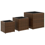 Fioriere da Giardino 3 pz Marroni in Polyrattan