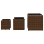 Fioriere da Giardino 3 pz Marroni in Polyrattan