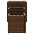 Fioriere da Giardino 3 pz Marroni in Polyrattan
