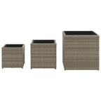 Fioriere da Giardino 3 pz Grigie in Polyrattan
