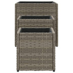 Fioriere da Giardino 3 pz Grigie in Polyrattan