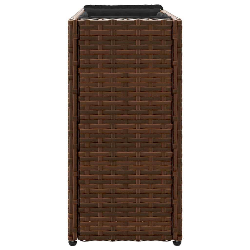 Fioriera con 2 Vasi Marrone 90x20x40 cm in Polyrattan