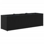Fioriera da Giardino con 3 Vasi Nera 105x30x32 cm in Polyrattan