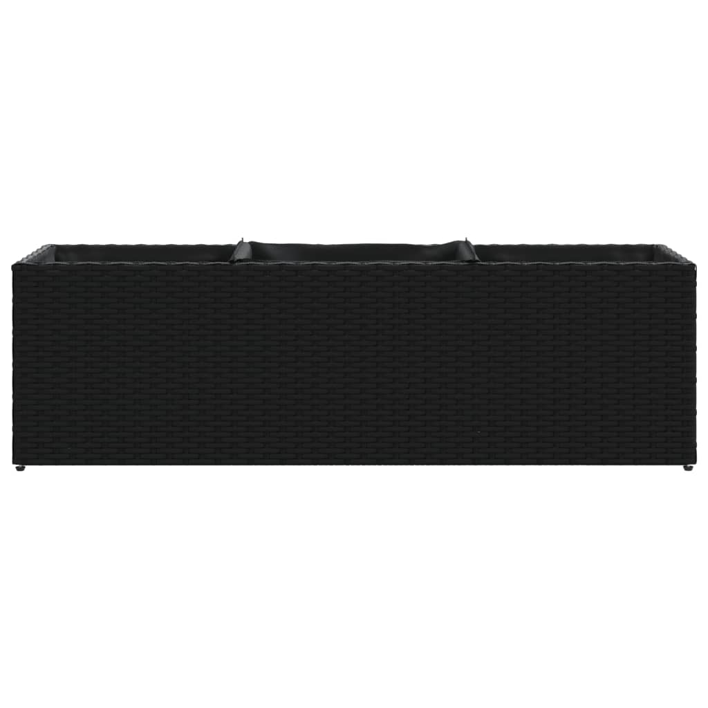 Fioriera da Giardino con 3 Vasi Nera 105x30x32 cm in Polyrattan