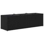 Fioriera da Giardino con 3 Vasi Nera 105x30x32 cm in Polyrattan