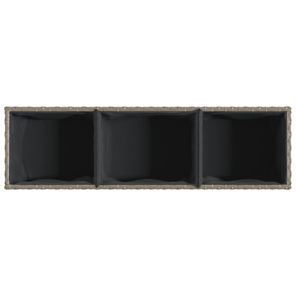 Fioriera da Giardino con 3 Vasi Grigia 105x30x32 cm Polyrattan