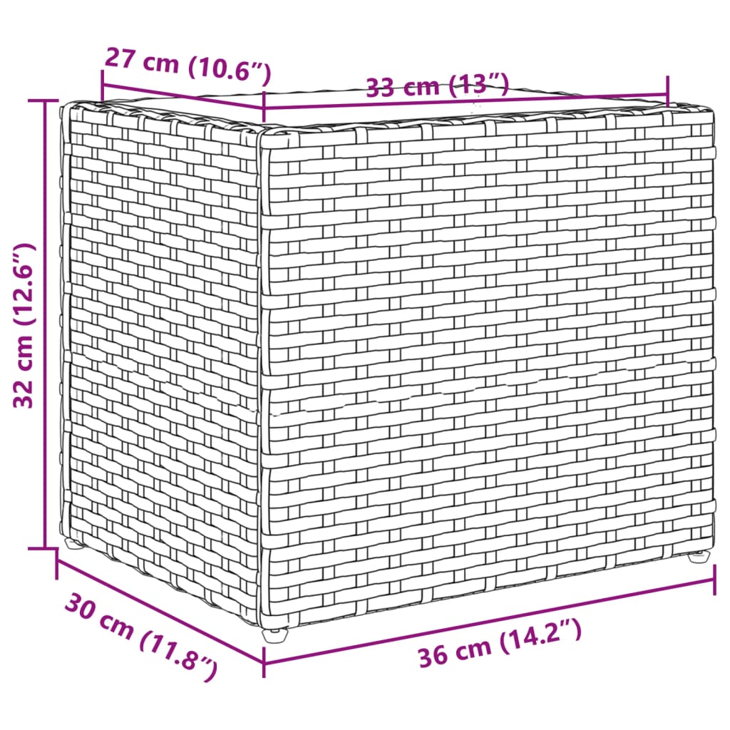 Fioriera da Giardino Marrone 36x30x32 cm in Polyrattan
