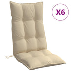 Cuscini per Sedia con Schienale Alto 6 pz Beige Tessuto Oxford