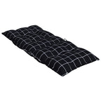 Cuscini Sedia Schienale Alto 2 pz Quadri Nero Tessuto Oxford