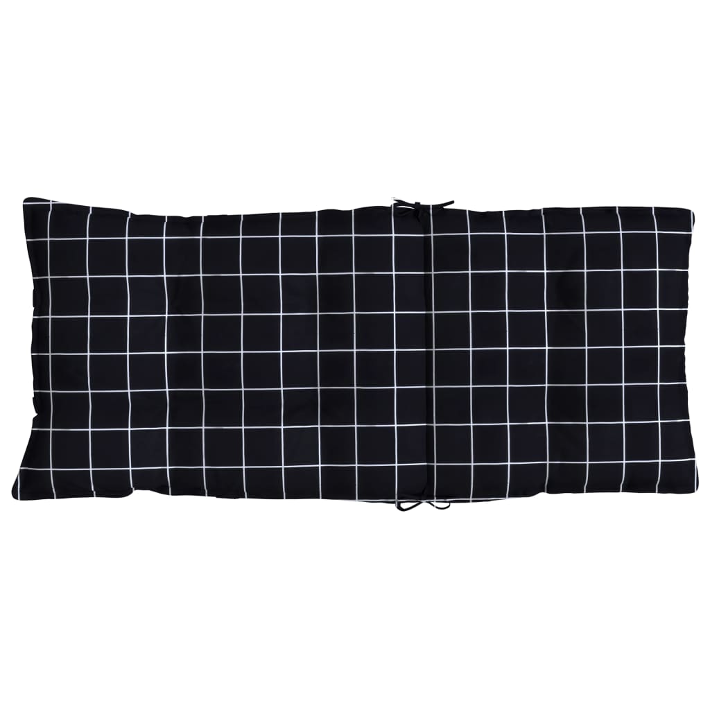 Cuscini Sedia Schienale Alto 4 pz Quadri Nero Tessuto Oxford