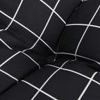 Cuscini Sedia Schienale Alto 6 pz Quadri Nero Tessuto Oxford