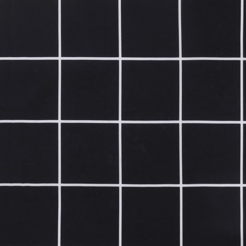 Cuscini Sedia Schienale Alto 6 pz Quadri Nero Tessuto Oxford