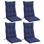 Cuscini Sedia con Schienale Alto 4 pz Blu Marino Tessuto Oxford
