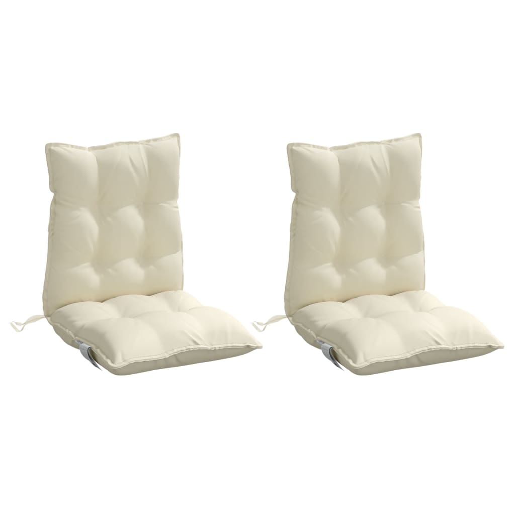 Cuscini per Sedia Schienale Basso 2 pz Crema in Tessuto Oxford