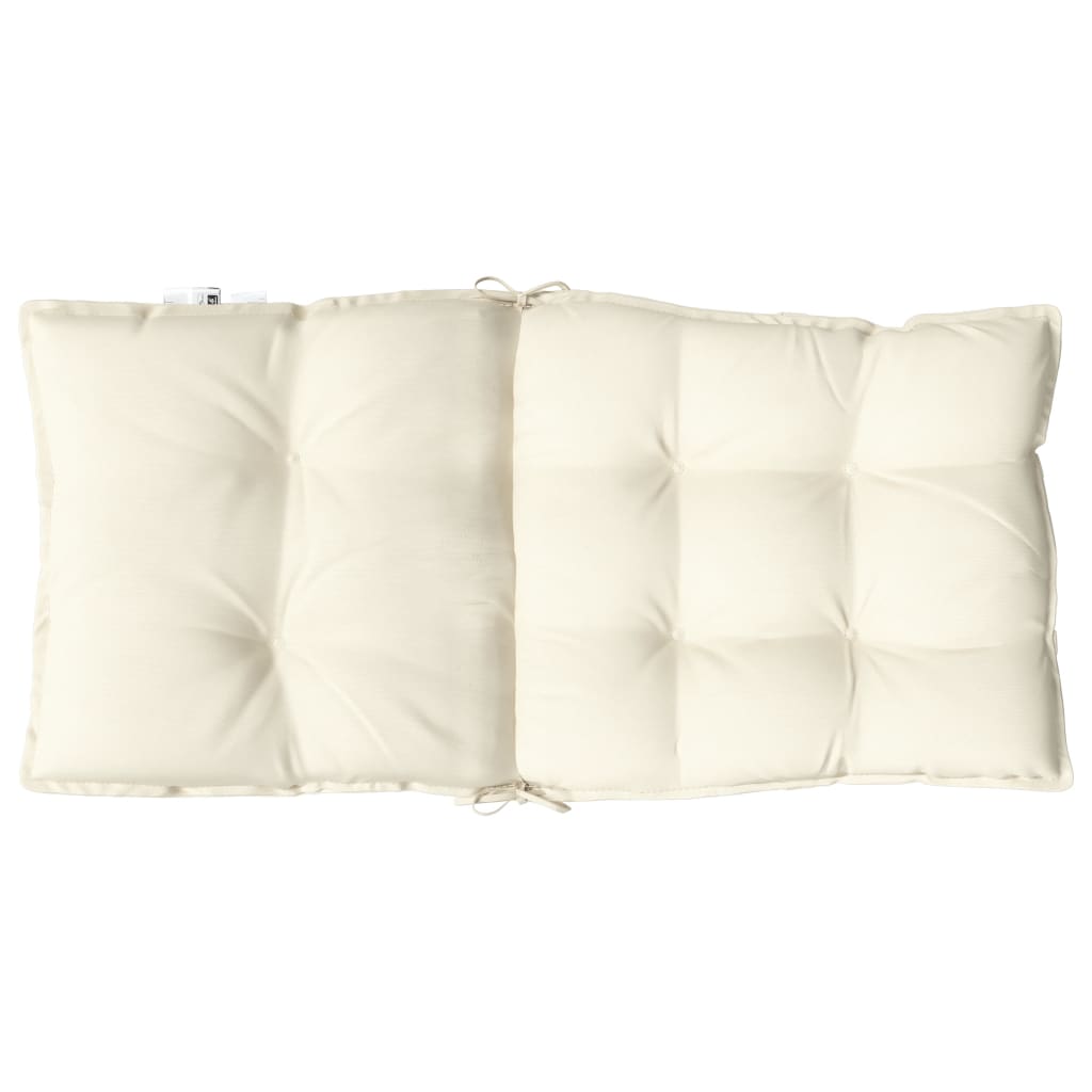 Cuscini per Sedia Schienale Basso 2 pz Crema in Tessuto Oxford