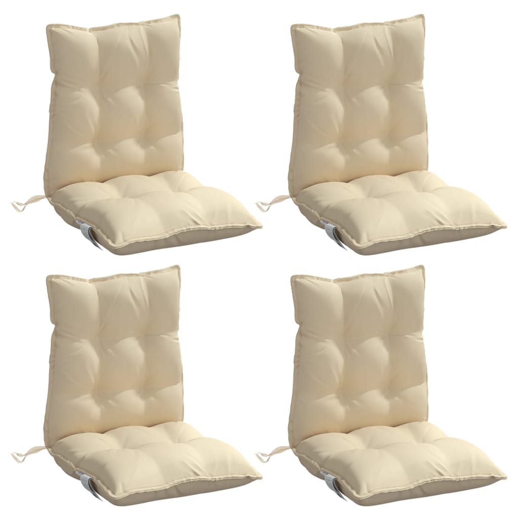 Cuscini per Sedia Schienale Basso 4 pz Beige in Tessuto Oxford