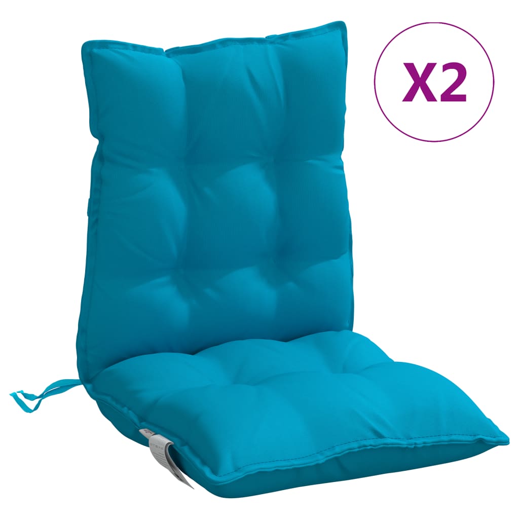 Cuscini Sedia Schienale Basso 2 pz Azzurro in Tessuto Oxford