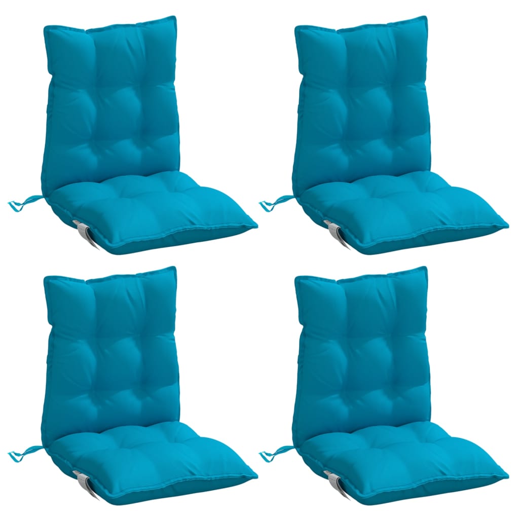 Cuscini Sedia Schienale Basso 4 pz Azzurro in Tessuto Oxford