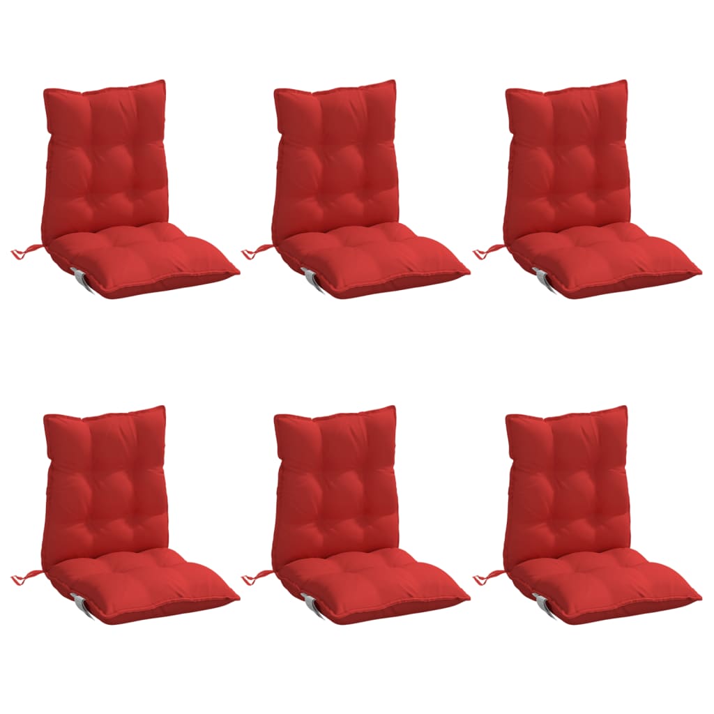 Cuscini per Sedia Schienale Basso 6 pz Rossi in Tessuto Oxford