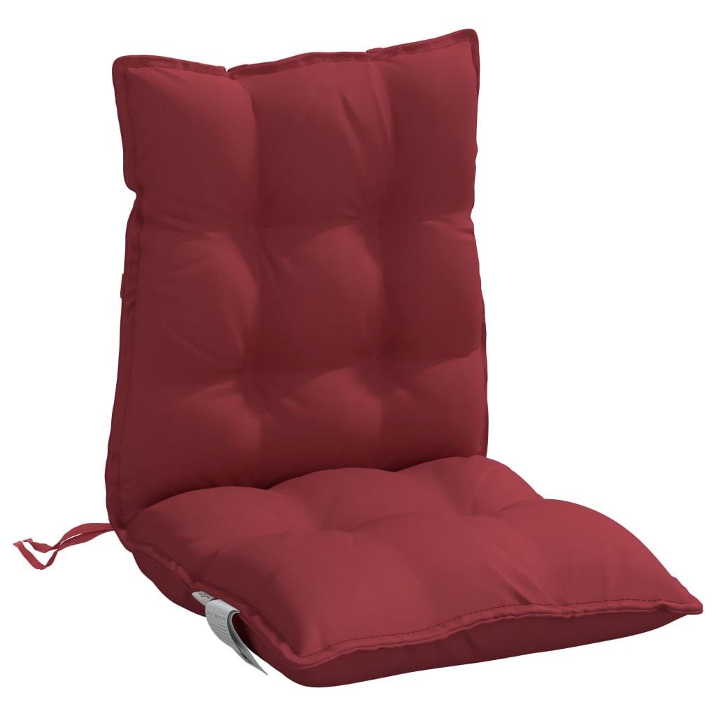 Cuscini per Sedia Schienale Basso 2pz Rosso Vino Tessuto Oxford