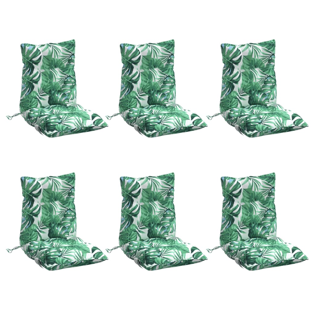 Cuscini Sedia Schienale Basso 6 pz Motivo Foglie Tessuto Oxford