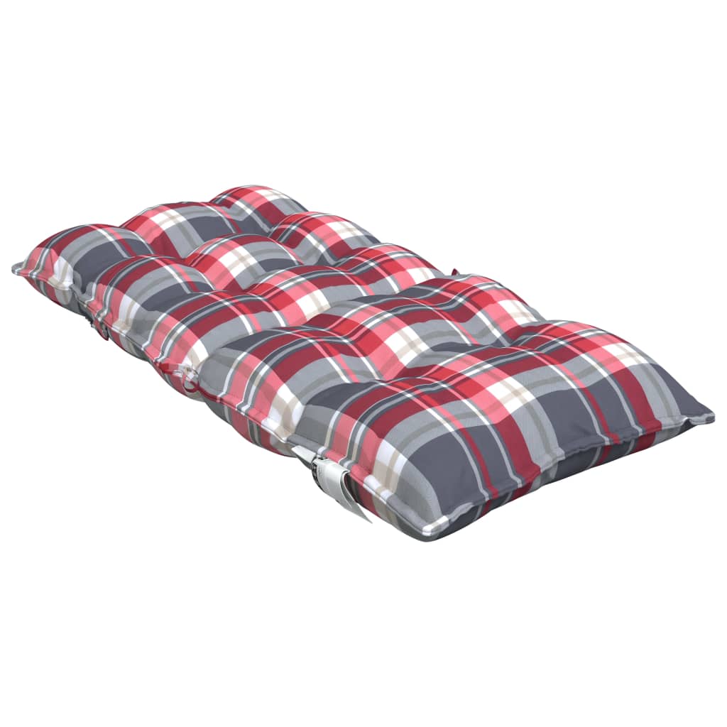 Cuscini Sedia Schienale Basso 6 pz Quadri Rosso Tessuto Oxford