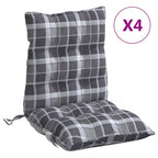 Cuscini Sedia Schienale Basso 4 pz Quadri Grigio Tessuto Oxford