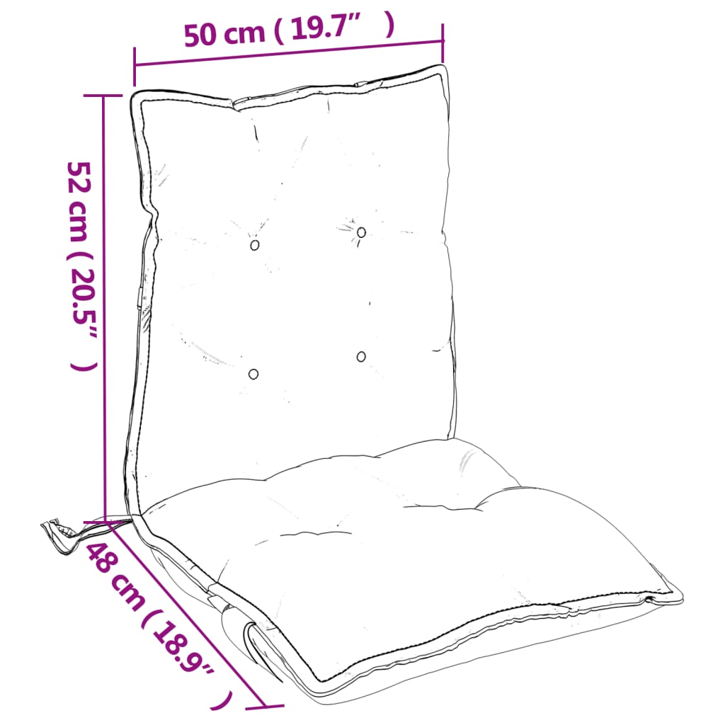 Cuscini Sedia Schienale Basso 4 pz Quadri Grigio Tessuto Oxford