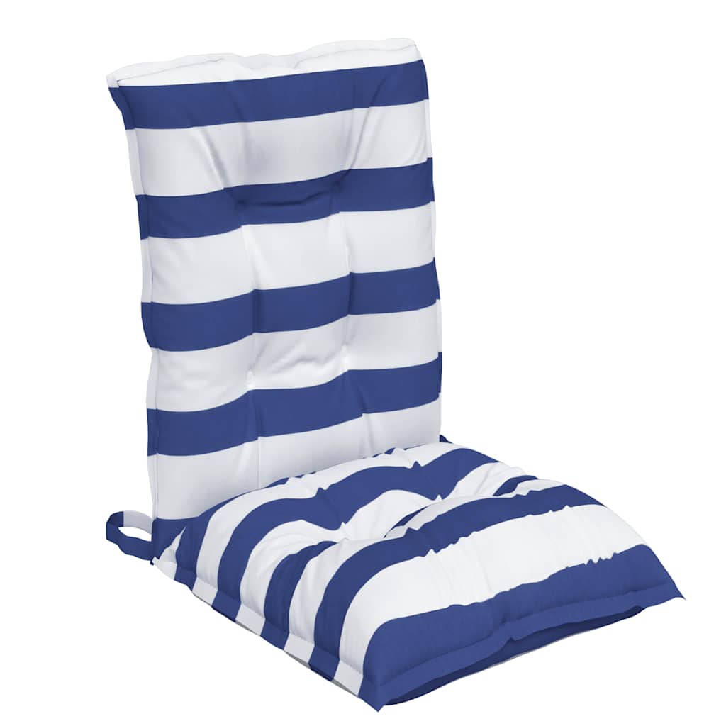 Cuscini Sedia Schienale Basso 2 pz a Righe Blu e Bianche Oxford