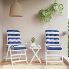 Cuscini Sedia Schienale Basso 2 pz a Righe Blu e Bianche Oxford