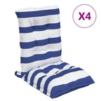 Cuscini Sedia Schienale Basso 4 pz a Righe Blu e Bianche Oxford