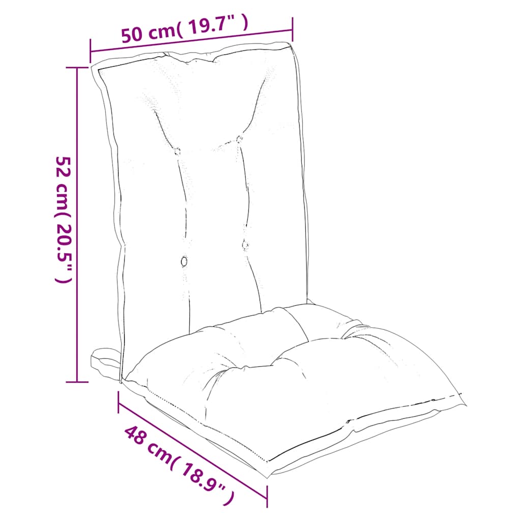 Cuscini Sedia Schienale Basso 4 pz a Righe Blu e Bianche Oxford