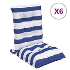 Cuscini Sedia Schienale Basso 6 pz a Righe Blu e Bianche Oxford