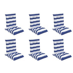 Cuscini Sedia Schienale Basso 6 pz a Righe Blu e Bianche Oxford