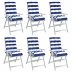 Cuscini Sedia Schienale Basso 6 pz a Righe Blu e Bianche Oxford