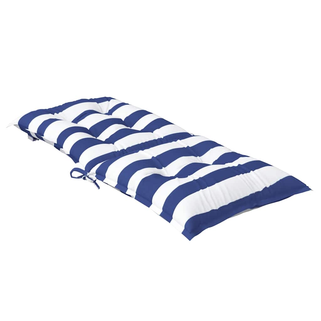 Cuscini Sedia Schienale Basso 6 pz a Righe Blu e Bianche Oxford