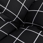 Cuscini Sedia Schienale Basso 6 pz Quadri Nero Tessuto Oxford